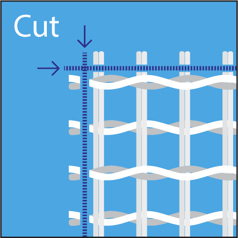 Cut guide for trimming latch hook canvas to size.